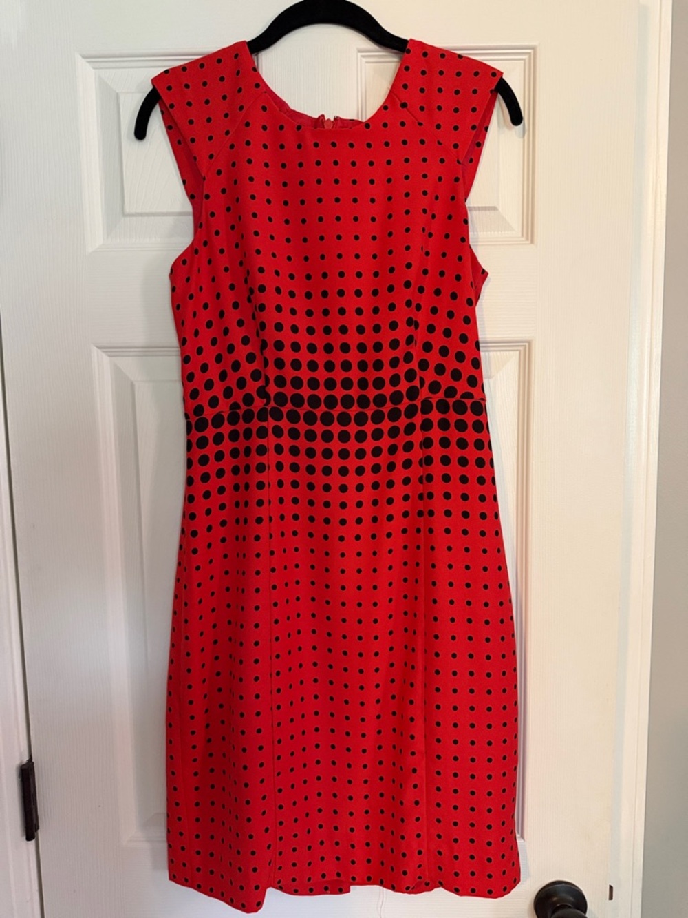 J. Crew Red Midi Dress with Black Dot Gradient